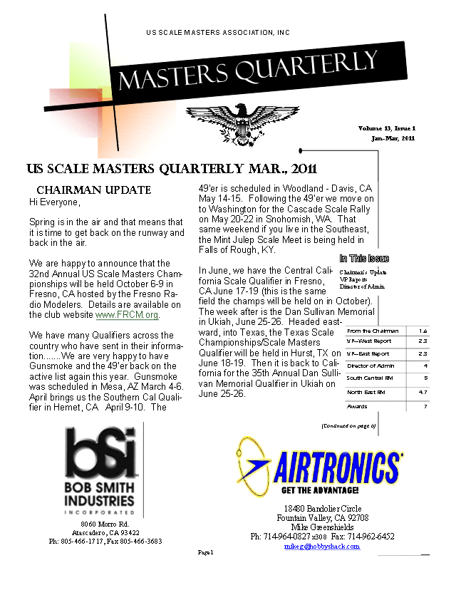 Qtr 1 - January - March 2011 Newsletter 